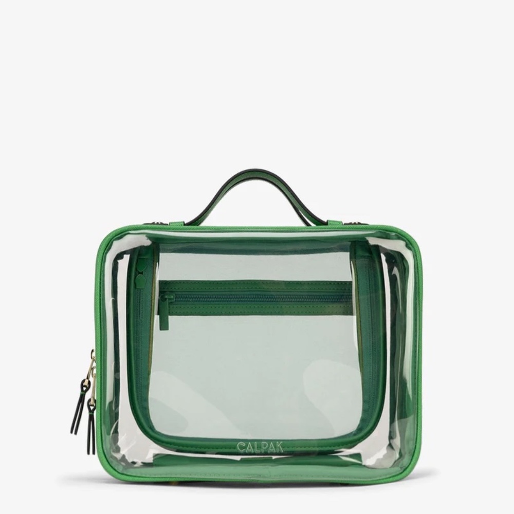 NWT CALPAK Medium Clear Cosmetics Case - RARE Green Apple